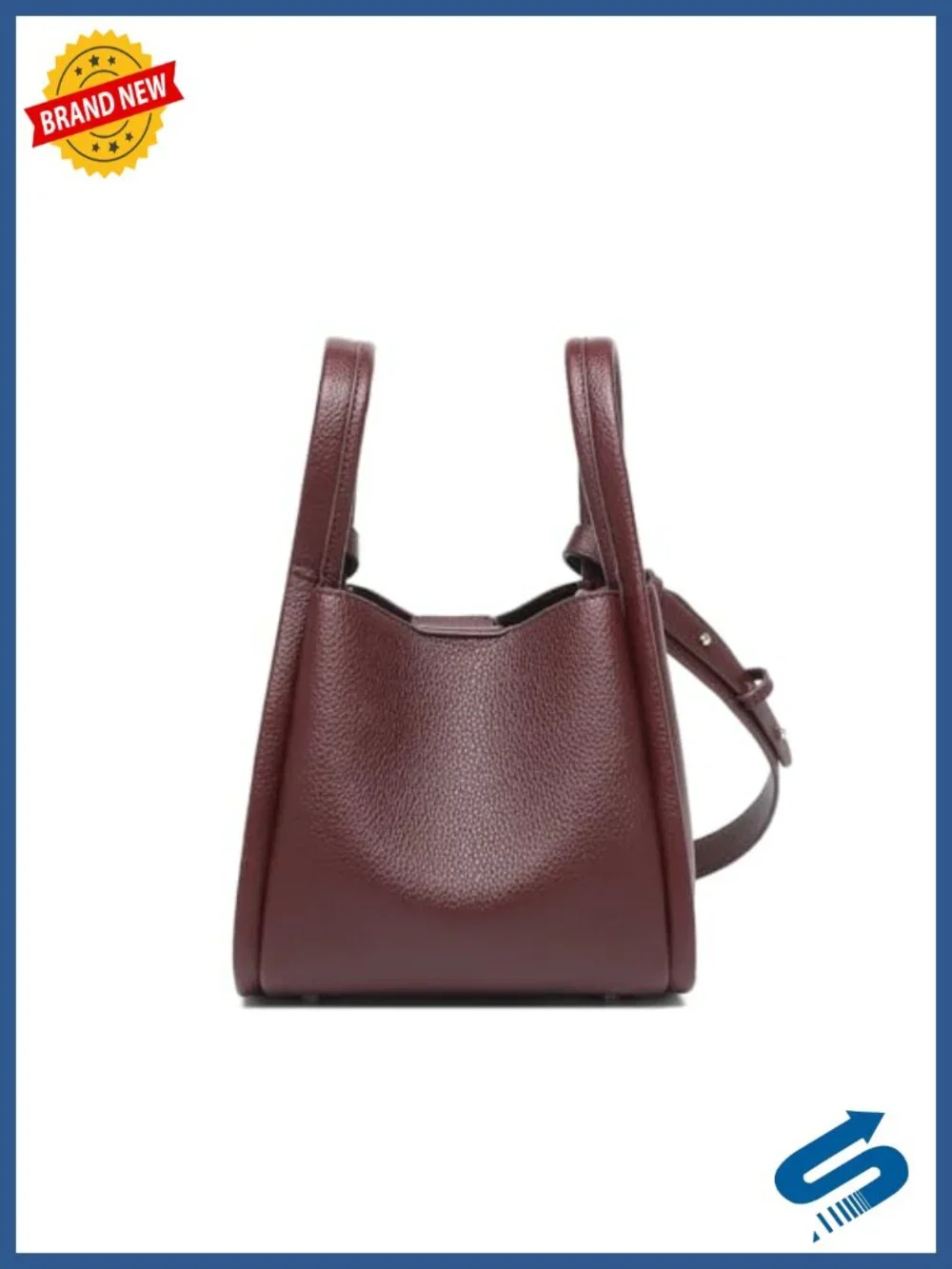 Mini Crossbody Purse - Small Faux Leather Bucket Bag with Zipper Top Handle